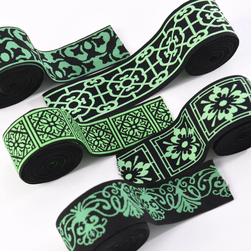 Black Green Customzied Jacquard Elastic Underwear Waistband Band