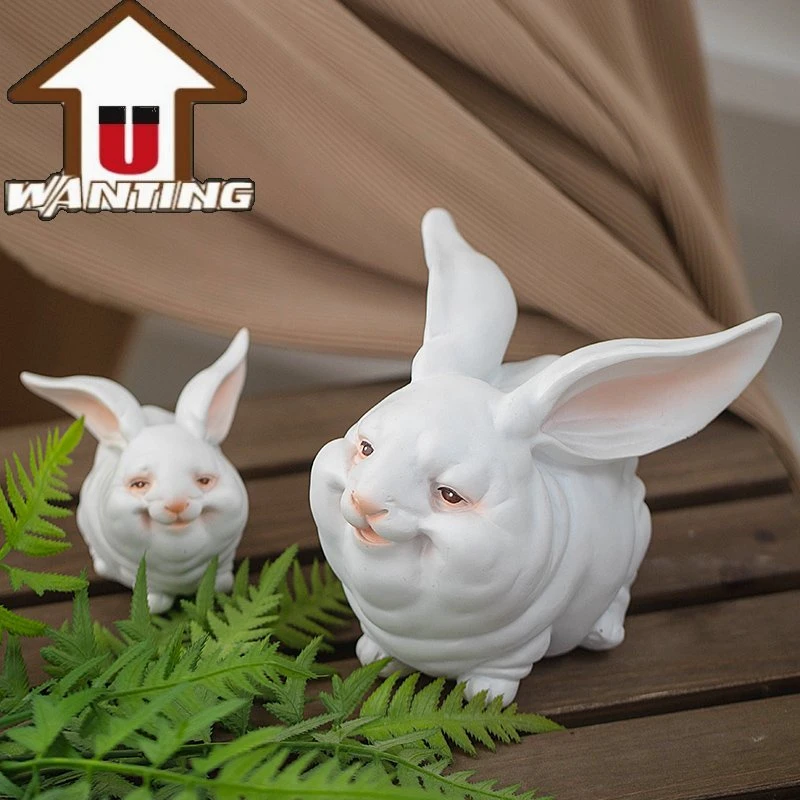 Promotional Gift Wholesale/Supplier Cute Rabbit Resin Statue Animal Sculpture Kids Toy Decoration