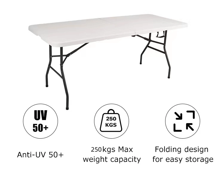 Fácil de carying plegable Camping Mesa de picnic al aire libre plástico Suitcase plegable Mesa Blanca comedor