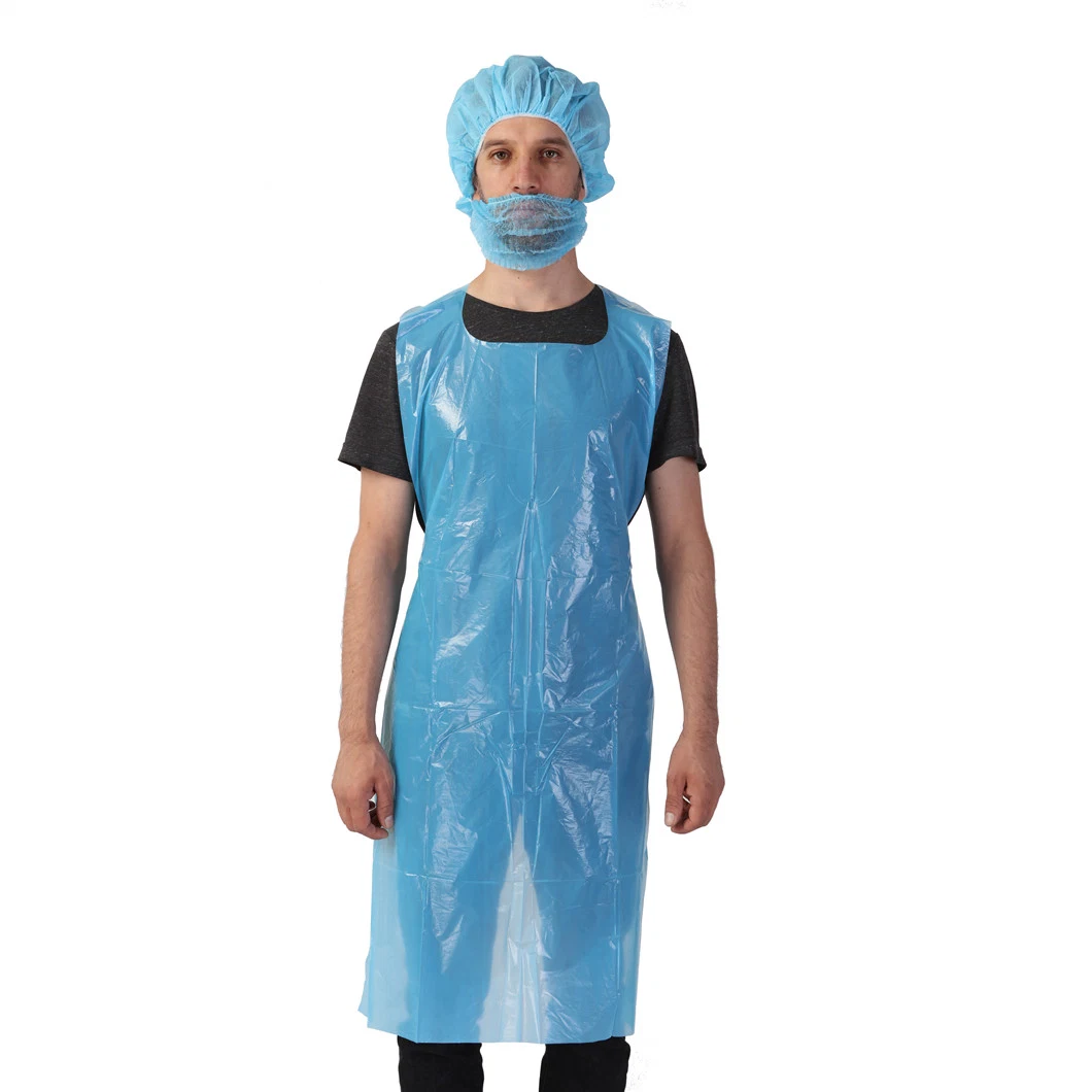 Top Quality Disposable CPE Isolation Gown Waterproof CE FDA with Tie on Back with Elastic Cuff