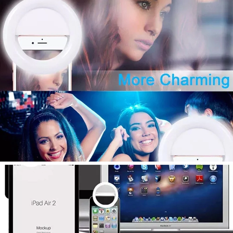 Rechargeable Clip on 36 LED Ring Rk12 Beauty LED Flash Selfie Light for All Mobile Phones