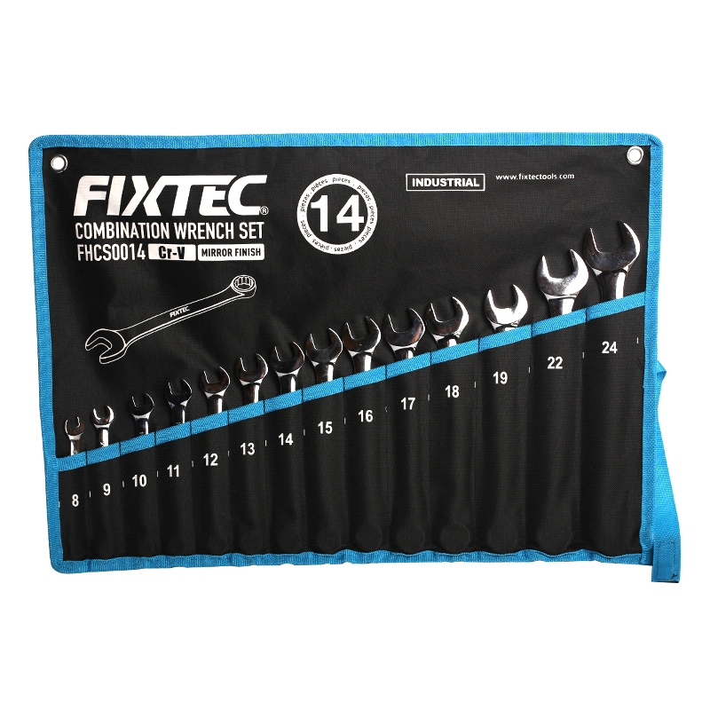 Fixtec 14pcs CR-V Jeu de clés mixtes de clé dynamométrique avec sac+Boîte de couleur