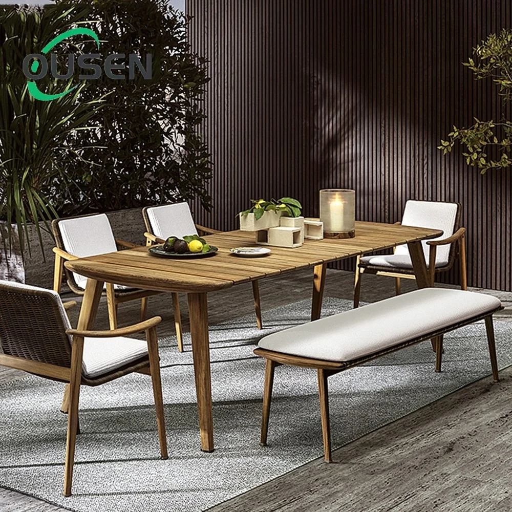 Best Selling Home Furniture 6 Seater Rattan Dining Room Nordic Rope Dining Chair Sets for Restaurant