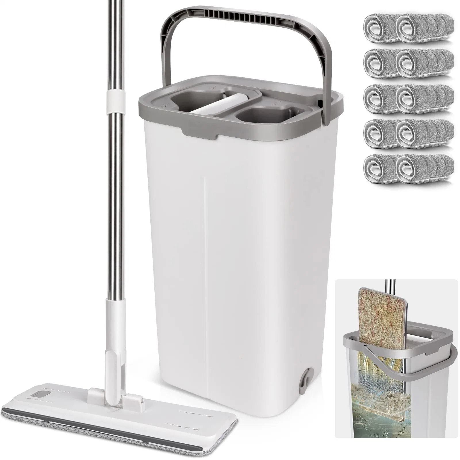 Mop and Bucket Set for Floor Cleaning Flat Mop