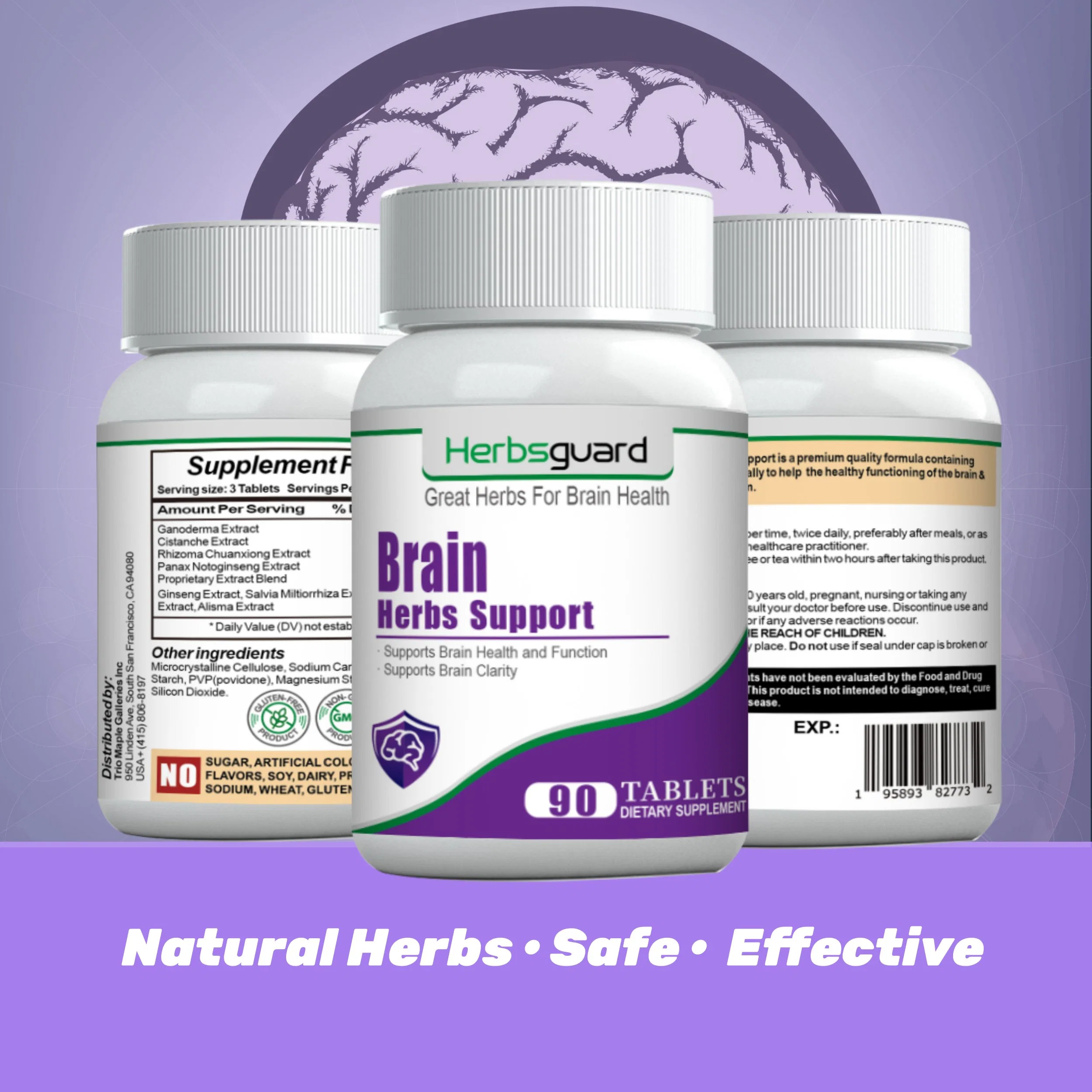 120 Tablets Natural Solution Healthy Brain Enhancement Herbal Extracts Dietary Supplement