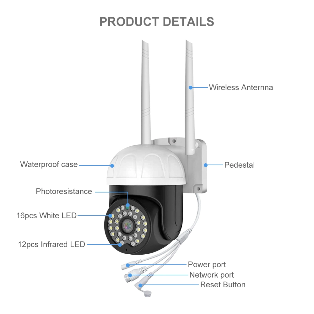 Cámara CCTV de IP66 pulgadas WiFi PTZ 1,5 con energía solar