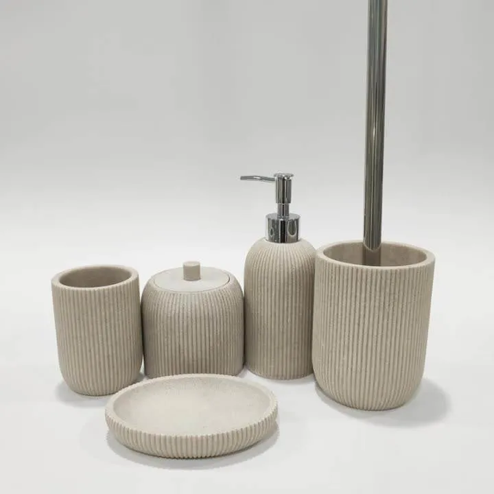 Customized Resin Luxury Sandstone Bathroom Accessories Set for Star Hotel