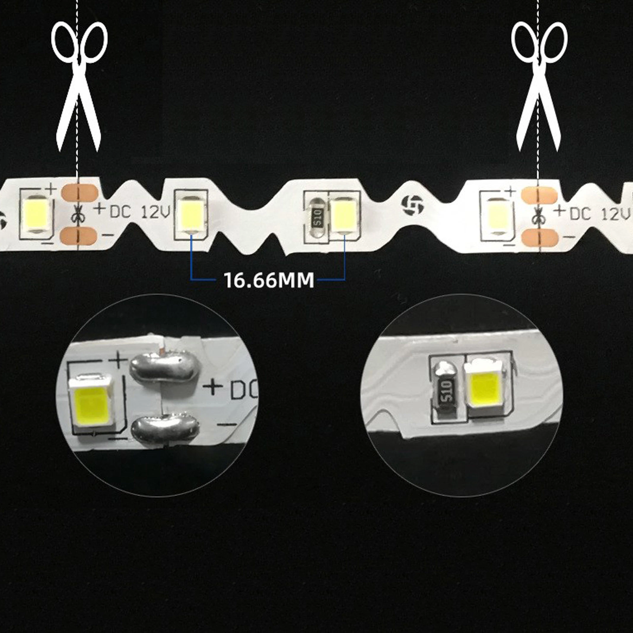 IP33 8mm Cartas de señal Ultra delgado/estrecho flexible Zig Zag S Forma DC12V cinta LED LED Striplight 5m/R