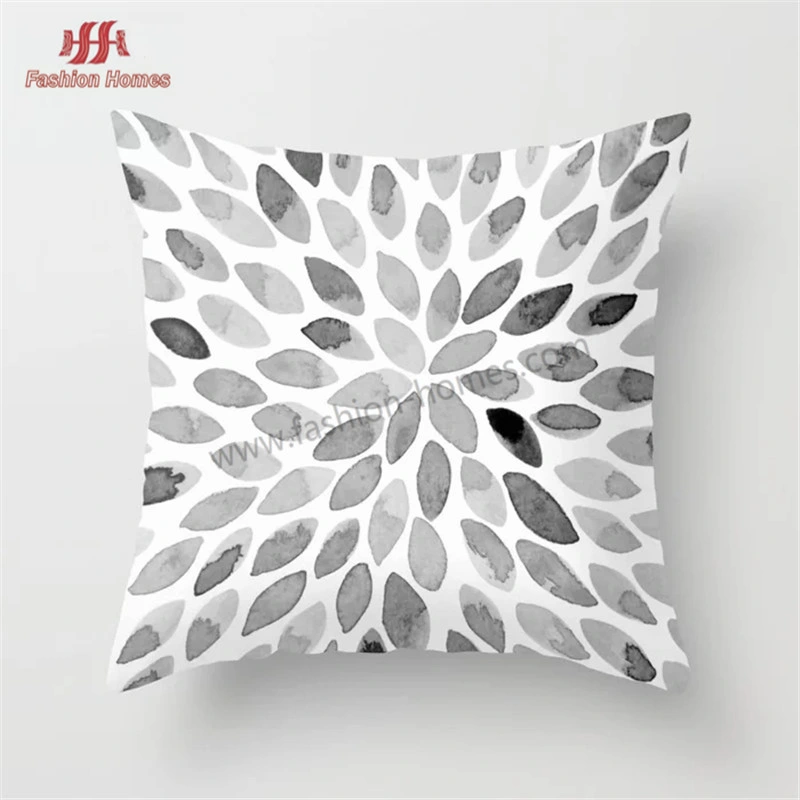 Black and White Color Theme Geometric Pattern Cushion Cover