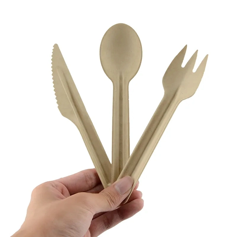 Food Grade Biodegradable Bagasse Sugarcane Paper Fork Knives Spoon Disposable Bagasse Cutlery