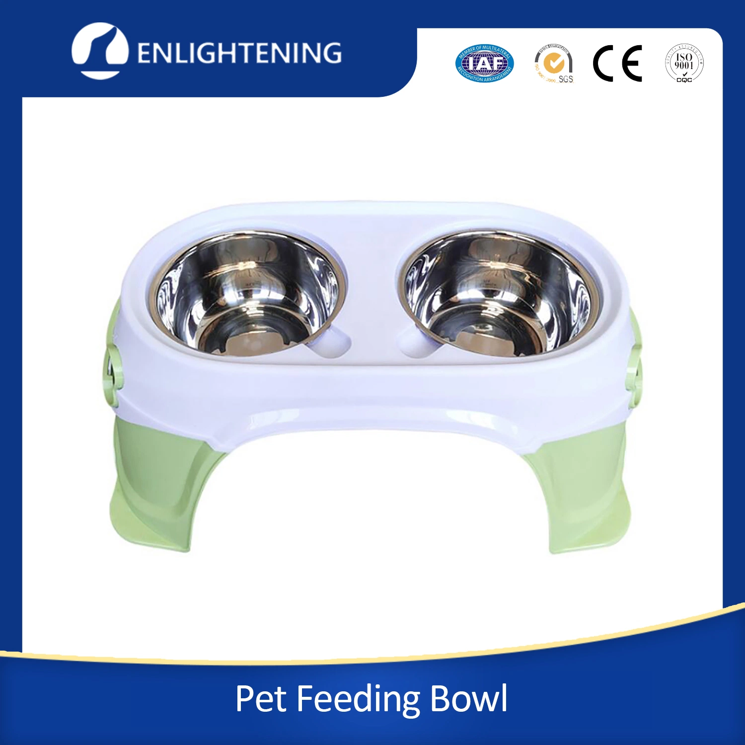 Dog Double Food Bowl Pet Food Water Elevated Pet Feeding Bowl with Raised Stand