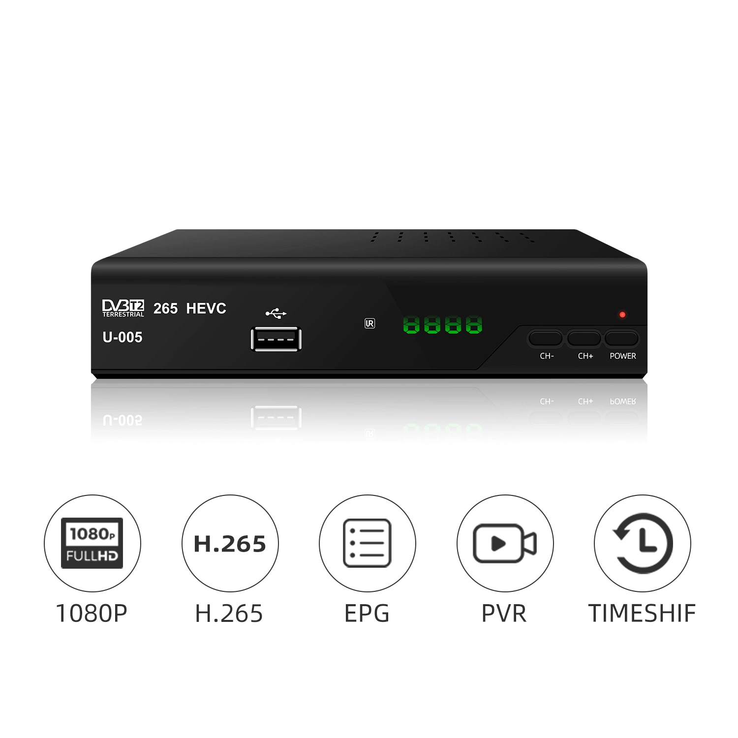 Excelente H. 265 DVB-T2 TV Digital Receptor FTA Set Top Box para a Europa