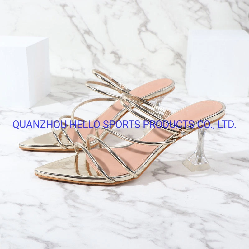 Hellosports Fashion High Heels Shoes for Women Sandal Slipper Thick Transparent Heels for Ladies Shoe Manufacturer Custom