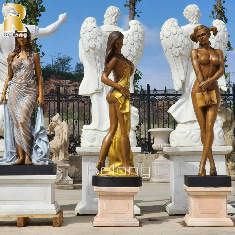 Alta calidad vida Tamaño hermosa Señora Bronce Escultura Figuras para Decoración de jardín