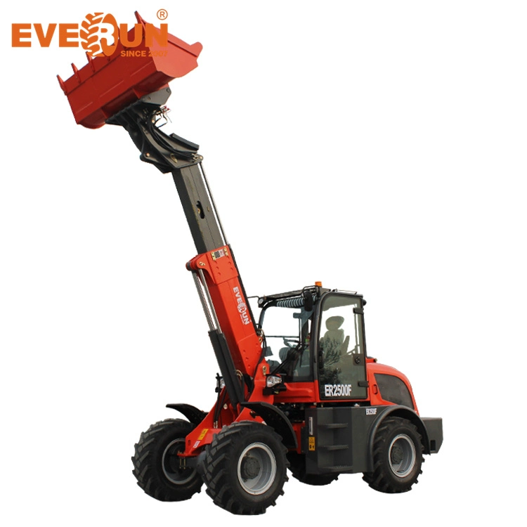 Everun Er2500f Buena Agricultura 2.5 toneladas Cargadora de Ruedas Pequeña Mini Compacta Agrícola con Cucharón Telescópico Equipo de Construcción Maquinaria