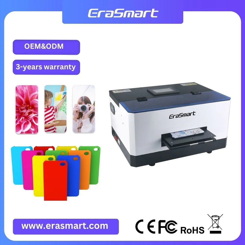 Erasmart Cheapest A5 Flatbed UV Printer Machine L800 Print Head Acrylic Bottle Phone Case Printer Inkjet Printing Machine UV Printer