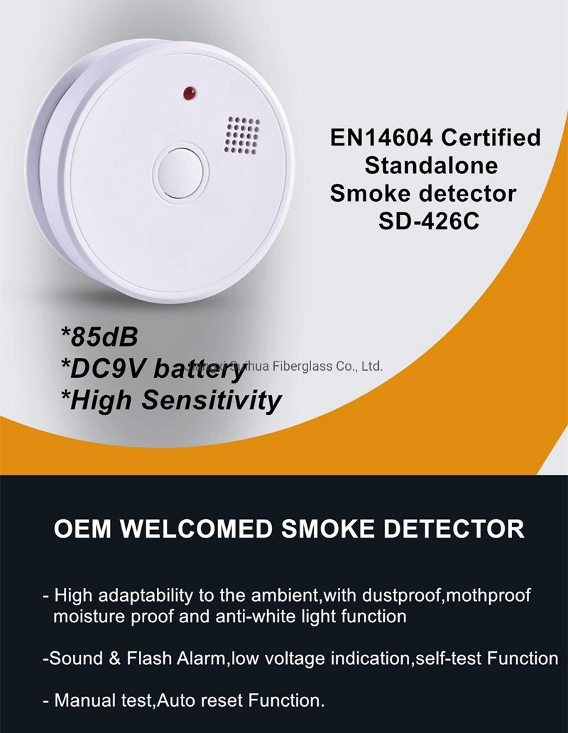 En 14604 Exported to Europe Independent Smoke Alarm Fire Smoke Detector 9V Battery Smoke Detector