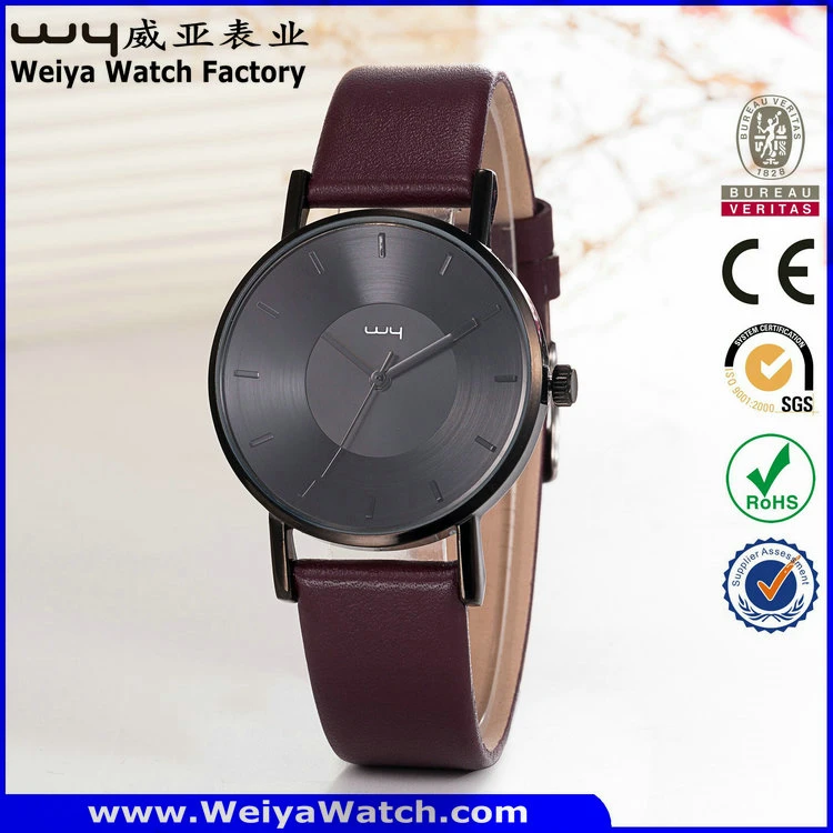 Casual Custom Service Leather Strap Quartz Ladies Wrist Watch (Wy-105A)