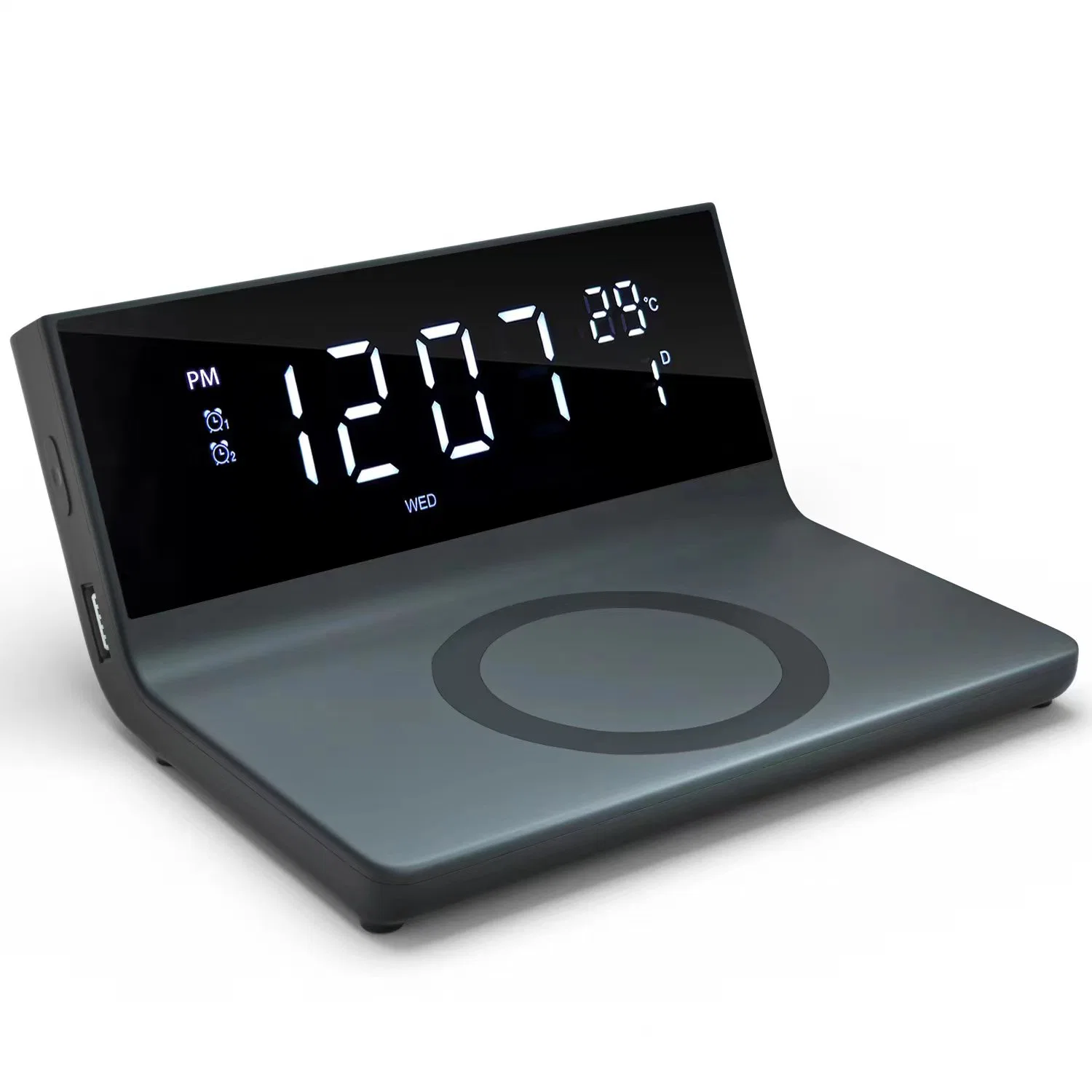 Alarm Clock Fast Wireless Charger with Screen with Time Display for Daily Life