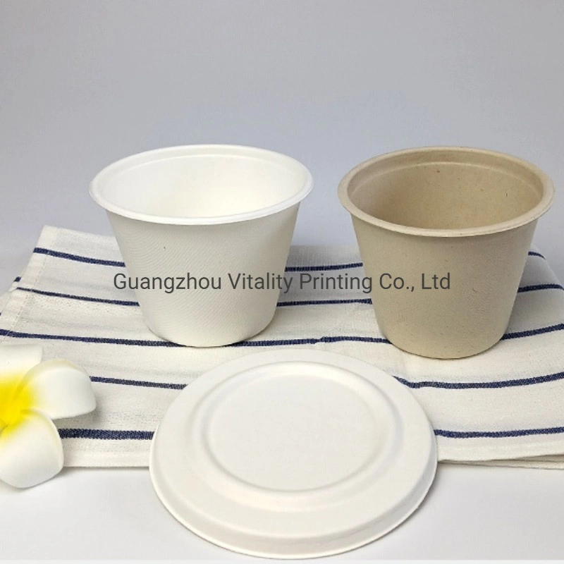 Cheap Disposable Degradable Sugarcane Bagasse Paper Soup Cup with Lid Ice Cream Cup Takeaway Coffee Tea Cups