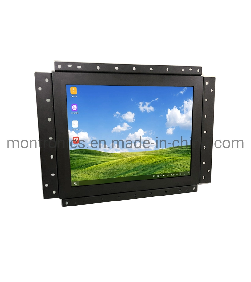 Carcasa de metal de 12 pulgadas con tapa en P incrustada de bastidor abierto, toque industrial Monitor de pantalla para kiosco