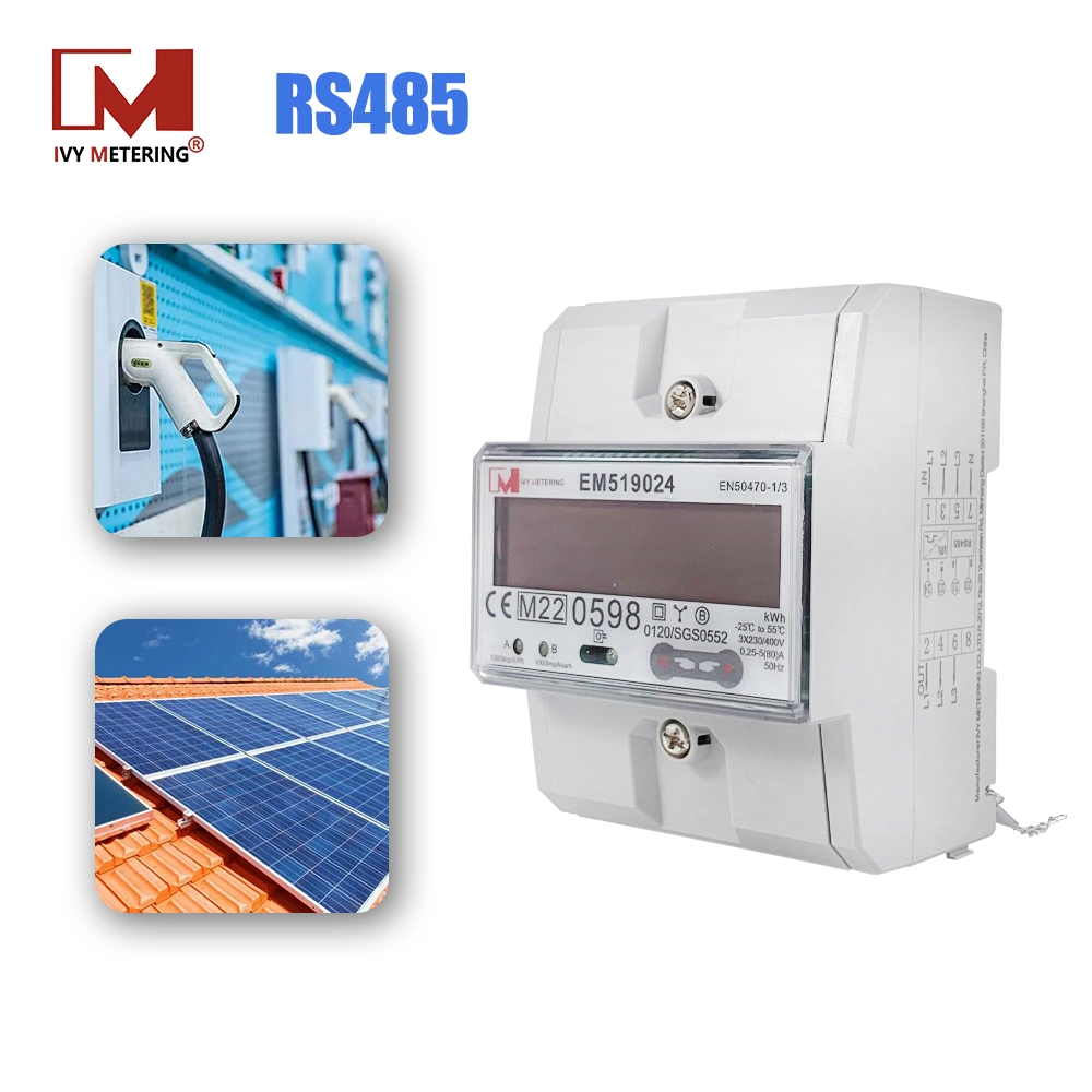 MID Apprvoed 3p Energy Meter 45A RS485 Communication Bidirectional Electric Meter