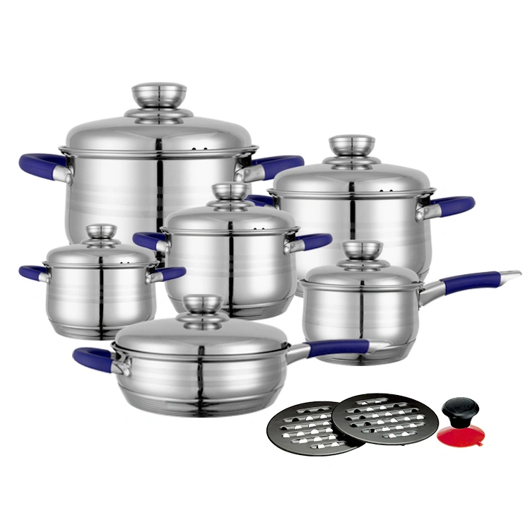 12 13 14 PCS Pot and Pan Stainless Steel Cookware Set with Whistling Kettle