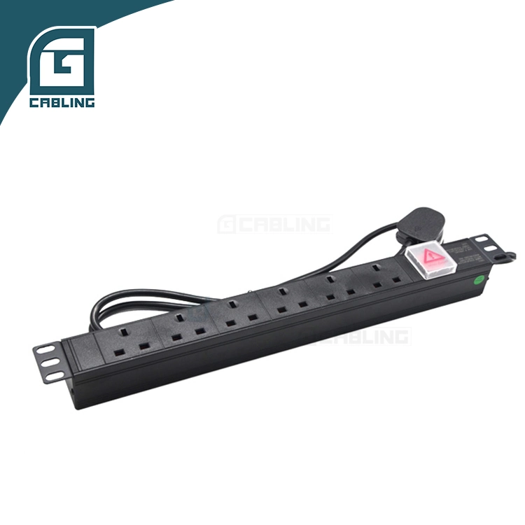 Gcabling UK Type Socket Plug 13A 220V 250V 19''rack Mount Power Strip