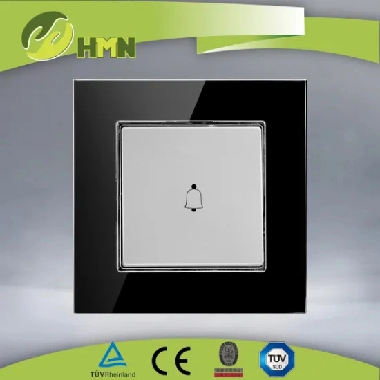 TUV CE CB European standard certified toughened glass 1gang BLACK bell push switch