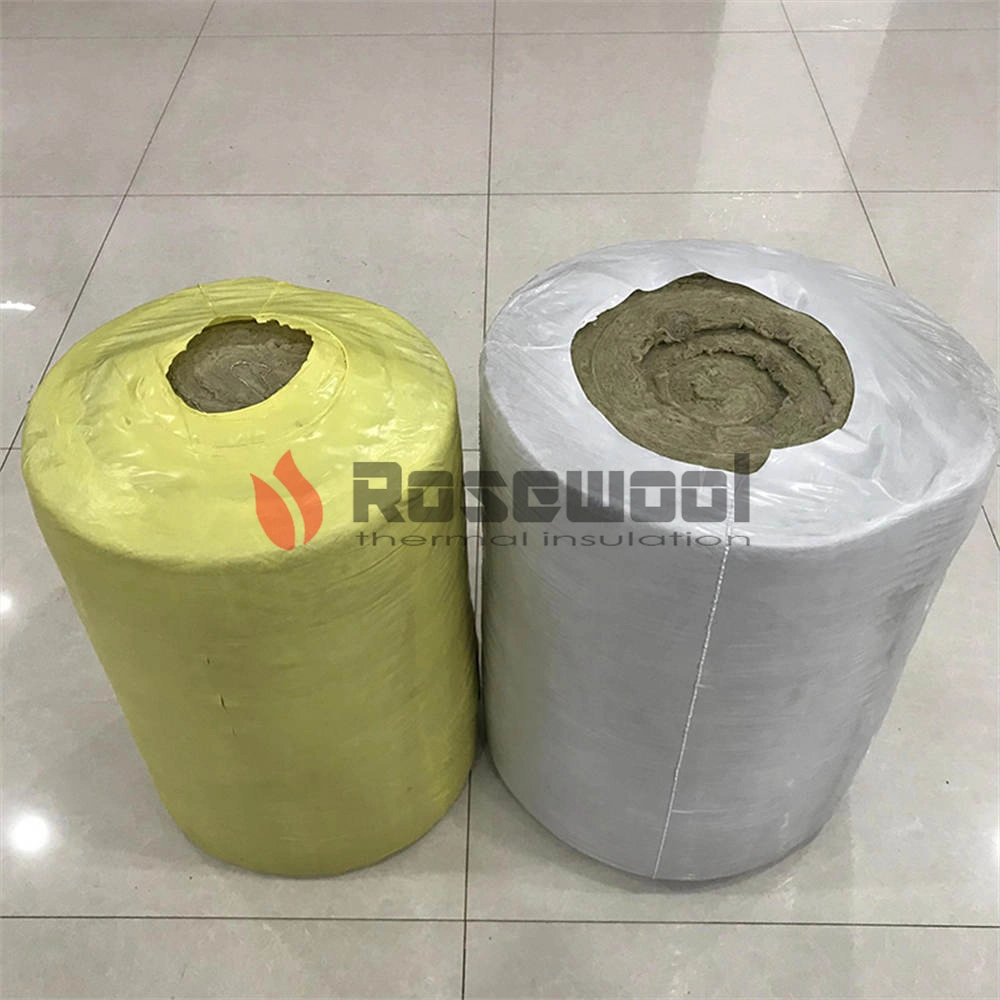 25-100mm 60-150 Kg/M&sup3; Sound Absorption Rock Wool Blanket Insulation with One Side Wire Mesh