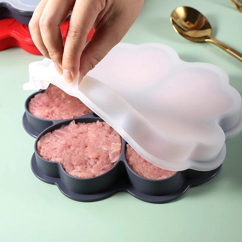 Silicone Multiple Burger Shape Mold, Meat Slider Shape Trays Beef Storage Containers