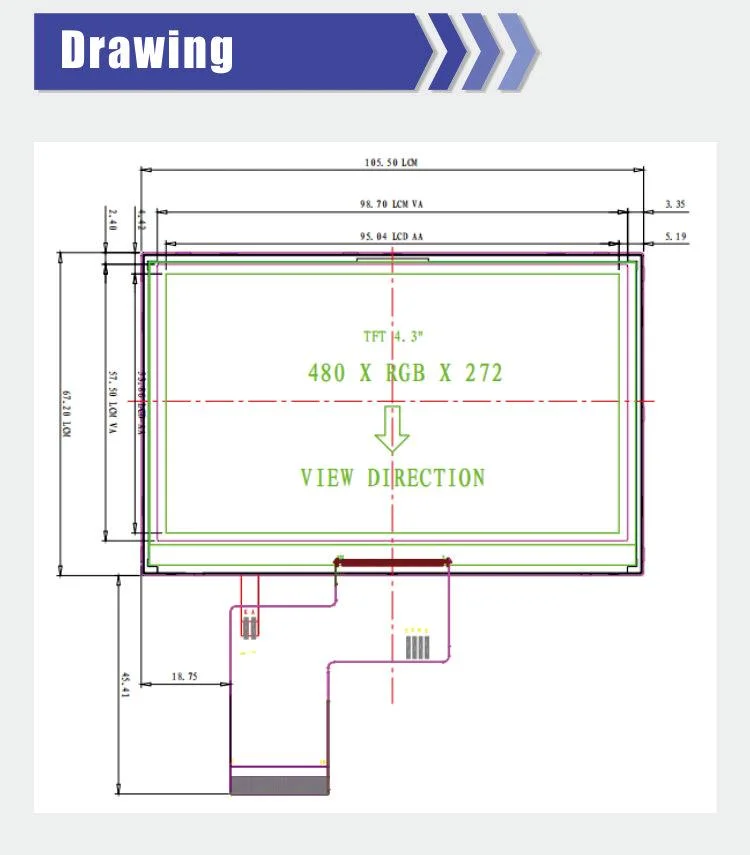 4.3 Inch 480X272 TFT LCD Screen Module Video in Monitor