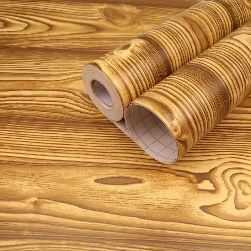 Embossing Wood Texture Wallpaper PVC Film Eco Friendly Self Adhesive Wall Sticker