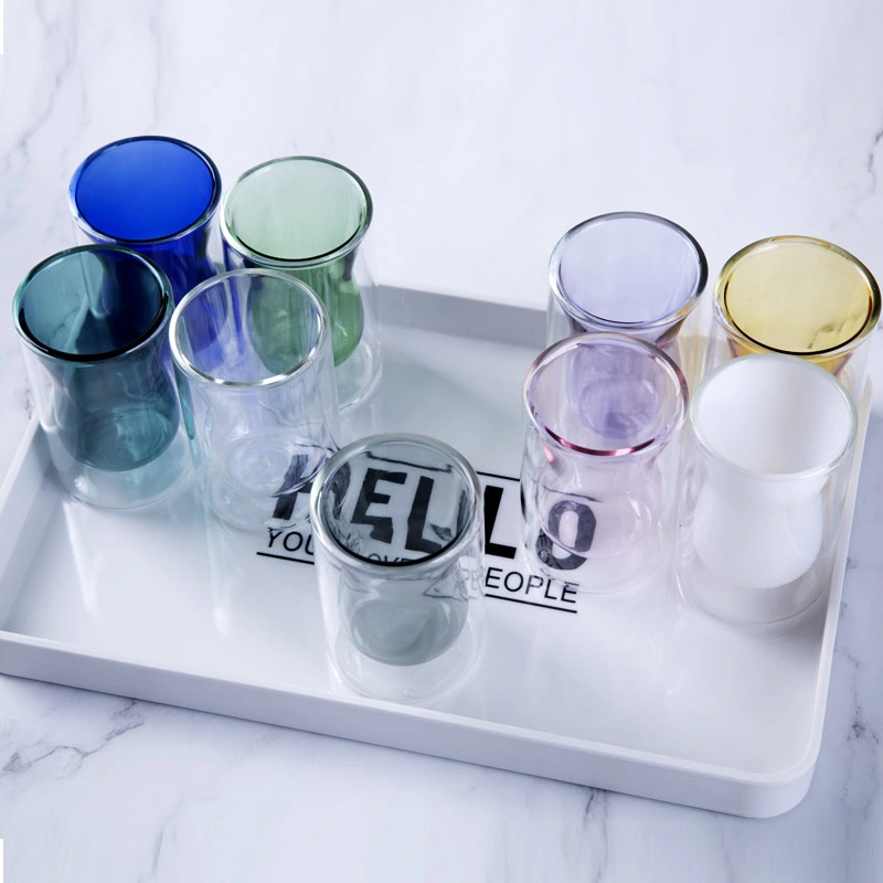 Wholesale/Supplier Colored Glass Cup Household Caterpillar Water Coffee Espresso Cup Double Wall Borosilicate Glass