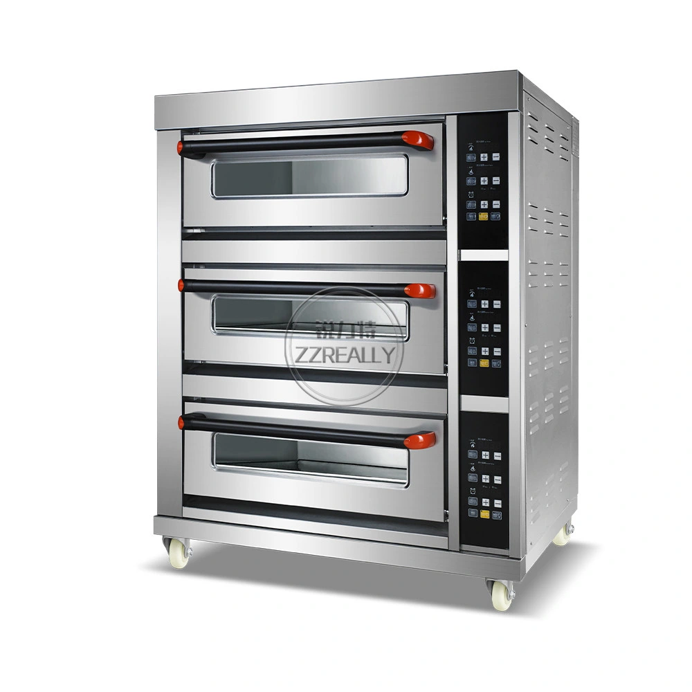 Stainless Steel Electric Baking Oven Sweet Potato Bread Pizza Cake Shop Commercial Oven 3 Decks 3 Trays Bakery Machines Equipment