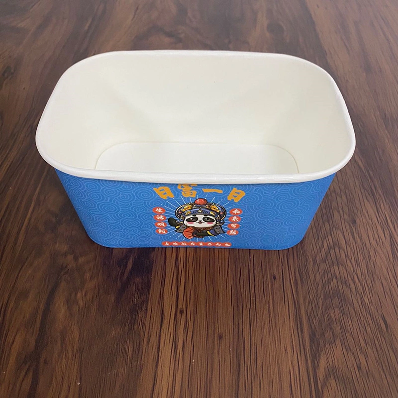 Square Custom Printed Multi-Size Takeaway Paper Salad Bowl with Lid