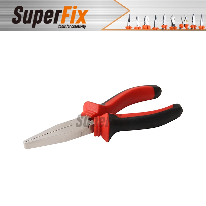 Alicate Professional Plier with PVC Handle, Polish Finish, Carbon Steel, Funcitonal/Cutting/Twisting/Clamping, Long Nose Pliers