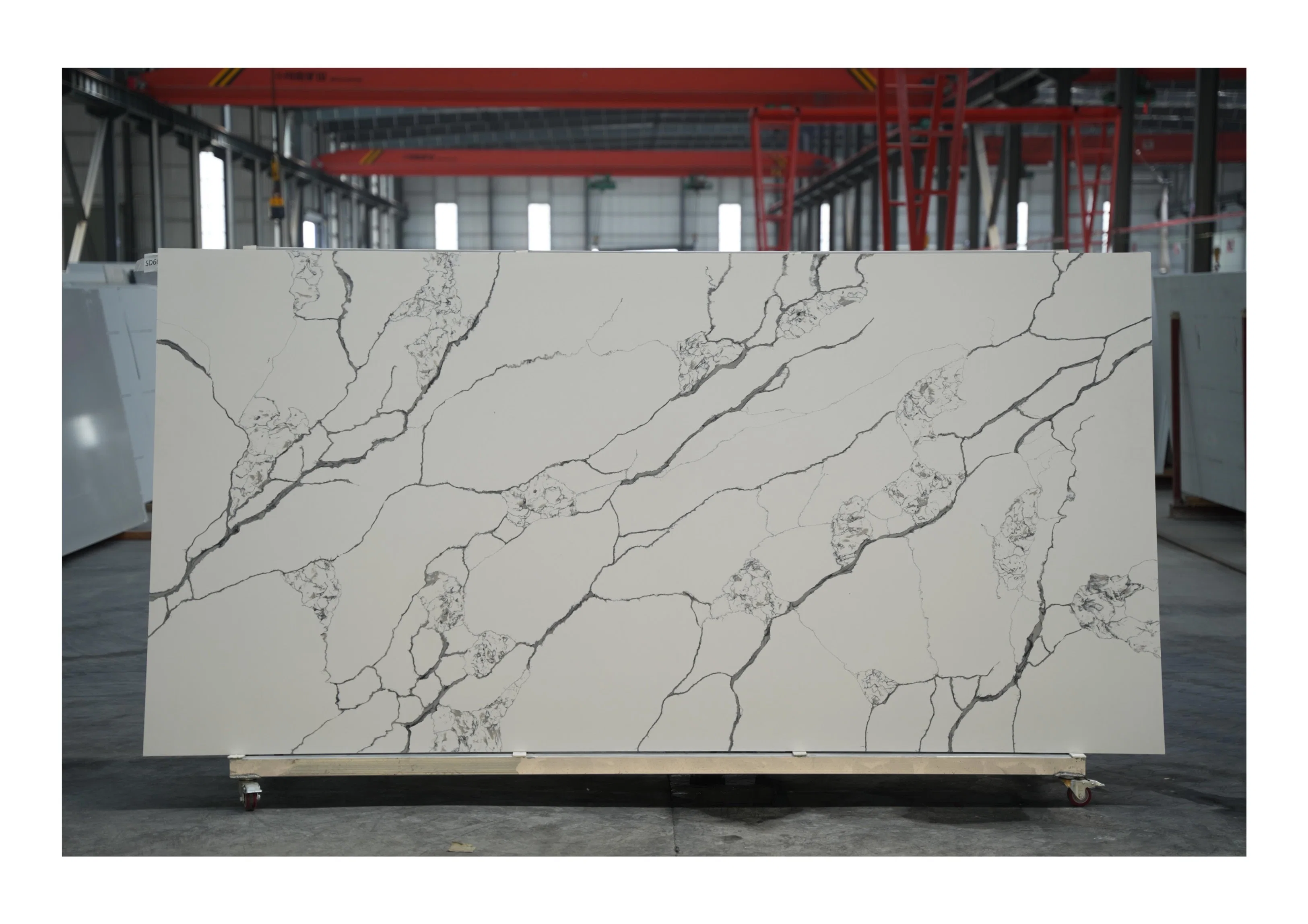 Artificial White Vein Calacatta Stone Slab White Quartz Solid Surface