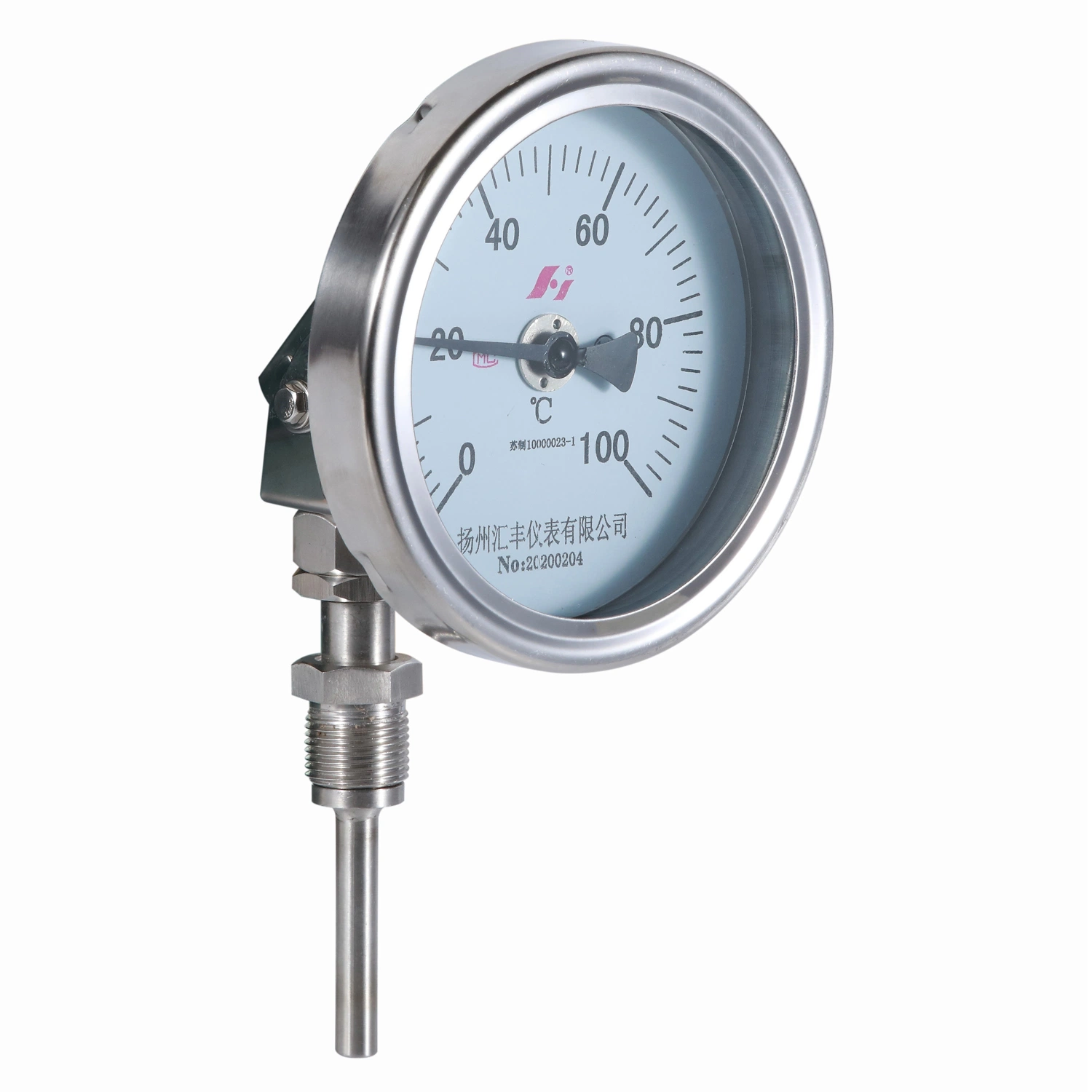 60 mm Stainless Steel Bimetal Thermometer with Accuracy 1.5%