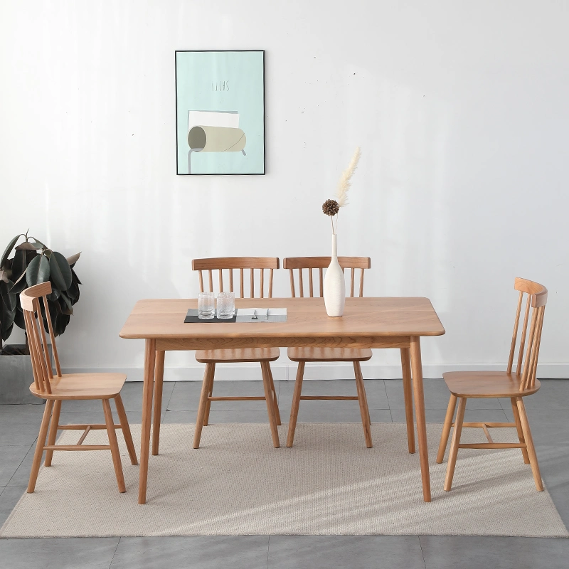 Nordic Style Solid Oak Wooden Dining Room Furniture for Small Spaces Square Dining Table Set Wood