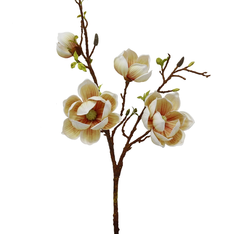 Al por mayor PU Real Touch Artificial grandes Magnolia Flores Escritorio Interior Decorativo