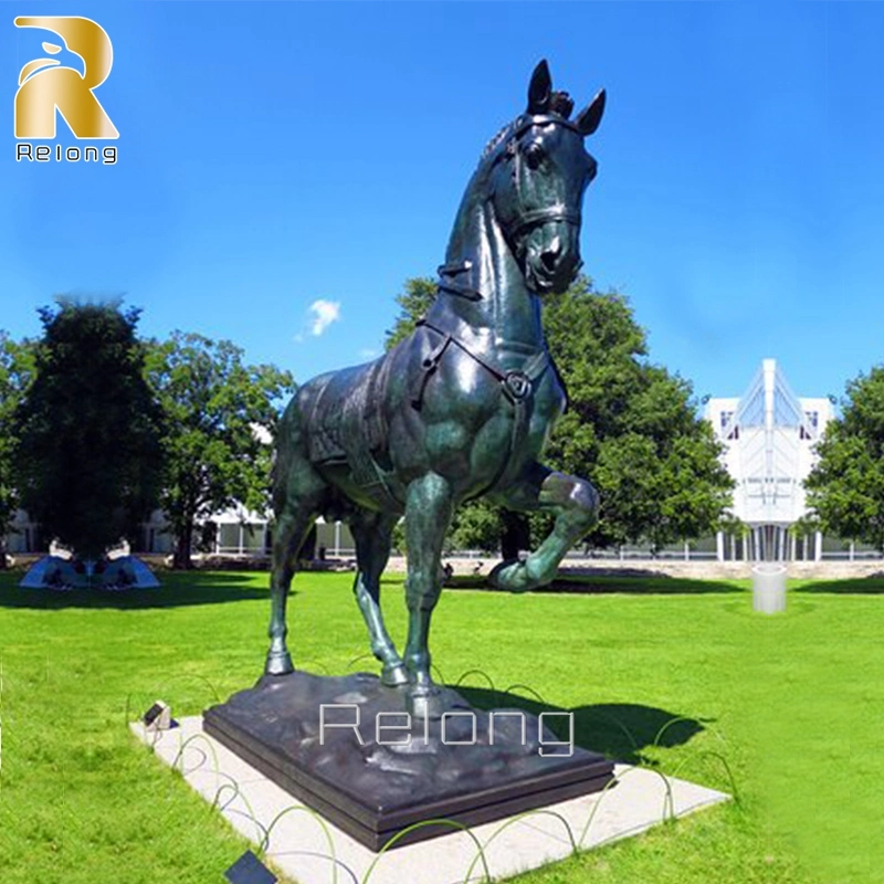 Antike Gussbronze Reiten Pferd Statue Skulptur für Rasen Dekor