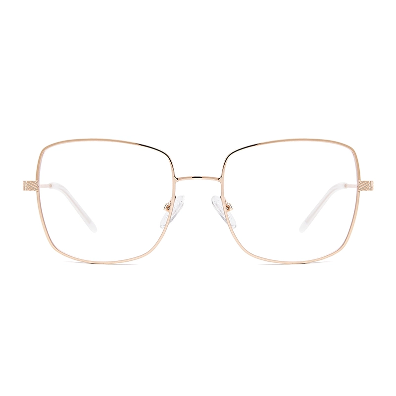 Mode Rectangle surdimensionnée métalliques en acier inoxydable Unisex verres optiques