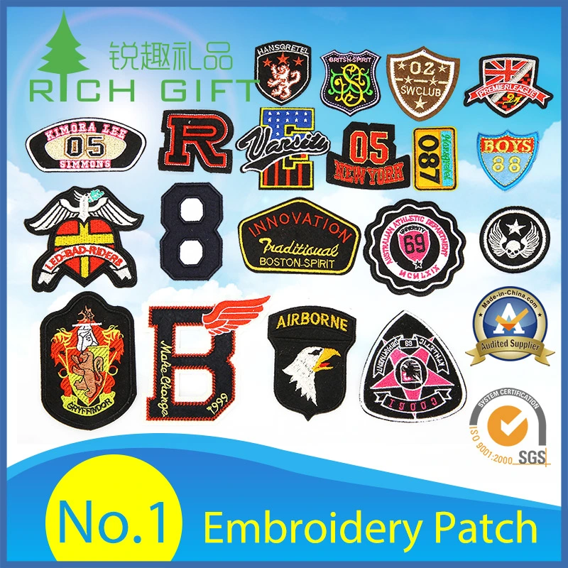 Large Custom Dog Dragon Logo Bullion Mini Towel Sew on Self-Adhesive Embroidery Badge Gold Stick Iron on Bicycle Jiu Jitsu Karate Kenpo Hockey Embroidered Patch