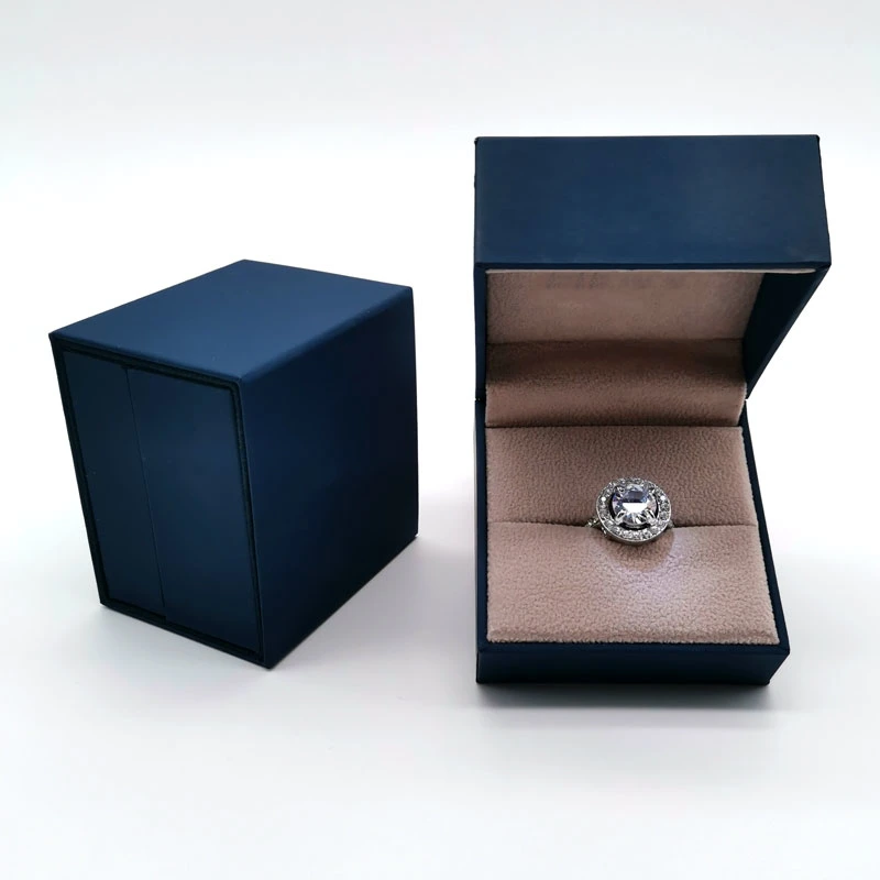 Kundenspezifische Luxus Blue Engagement Ring Box Verpackung