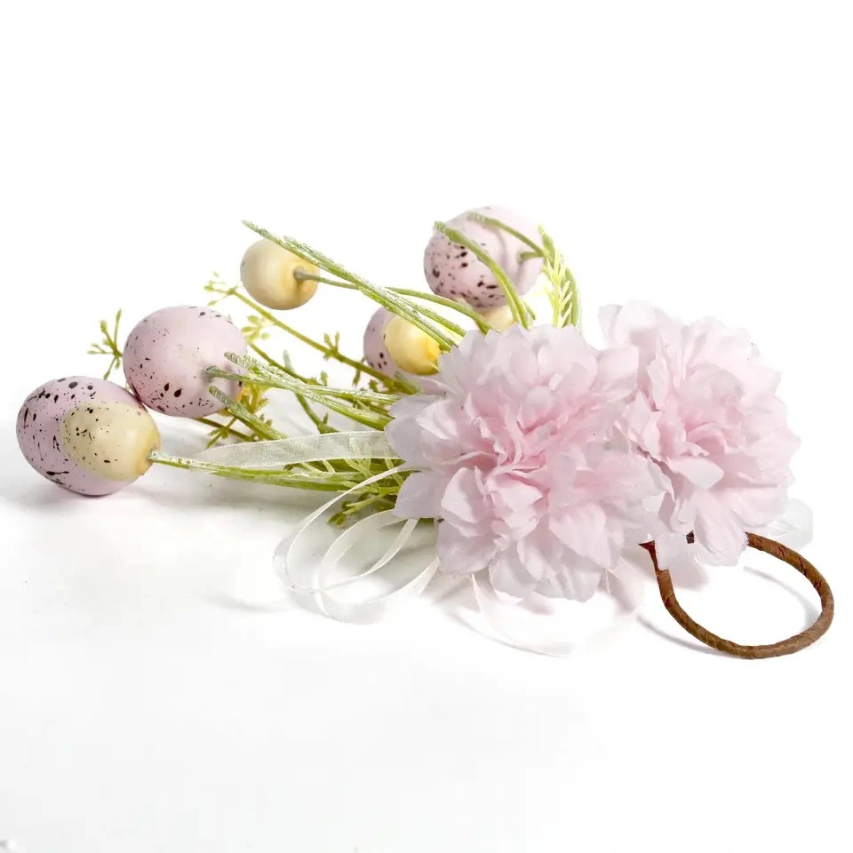 April Spring Festival Wedding Favor Pink Dahlia fashion Wood Bunny Easter Decorations Wall Drop Hanging Ornaments Easter Eggs