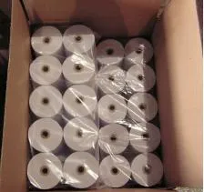 Thermal Paper in Small Rolls Used as Receipt of Payment, Goods, Service. Courier in Supermarket