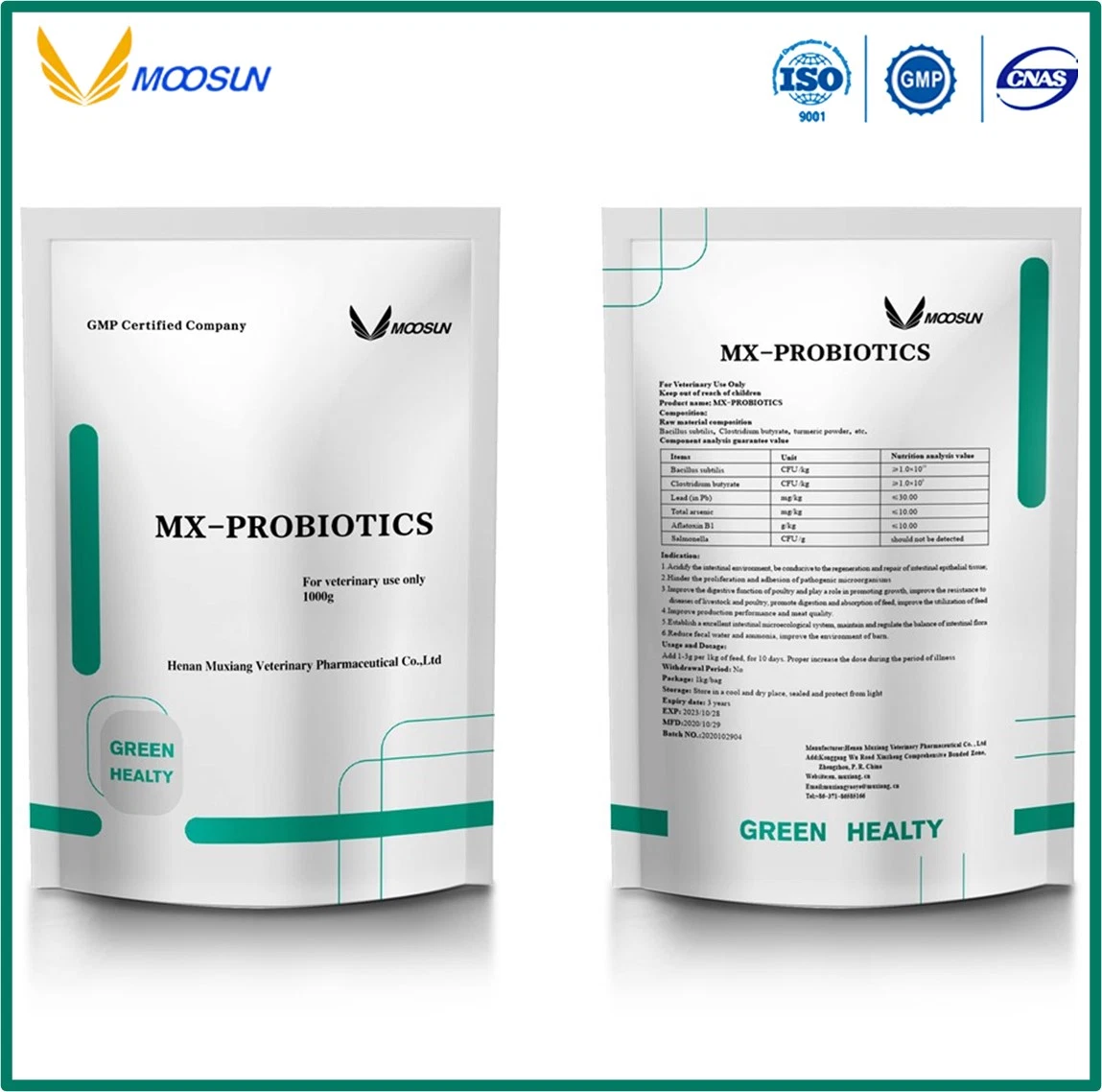 GMP ISO High-Quality Veterinary Mixed Probiotics Feed Additives for Animals Use (Improve production performance and meat quality)