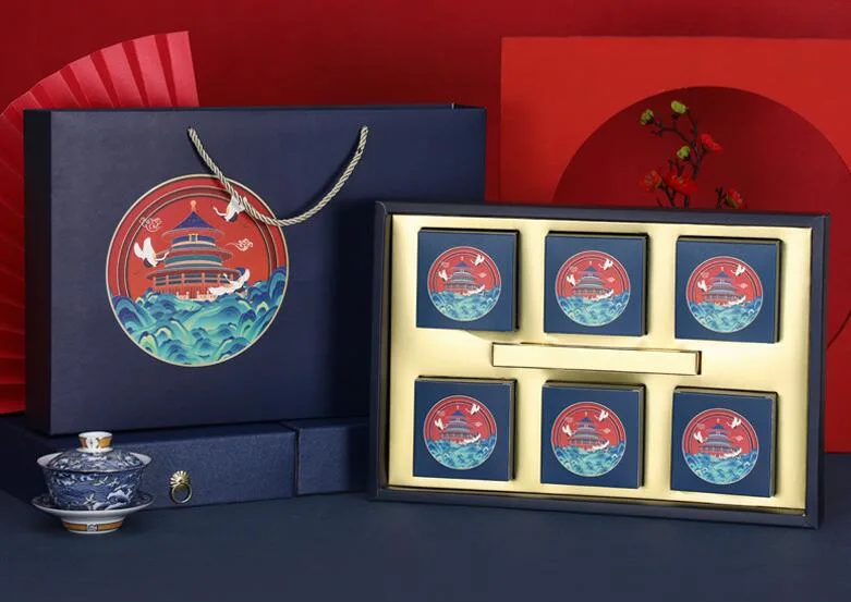 Impressão personalizada Mooncake tradicional caixa de oferta com cartão de papel 3D