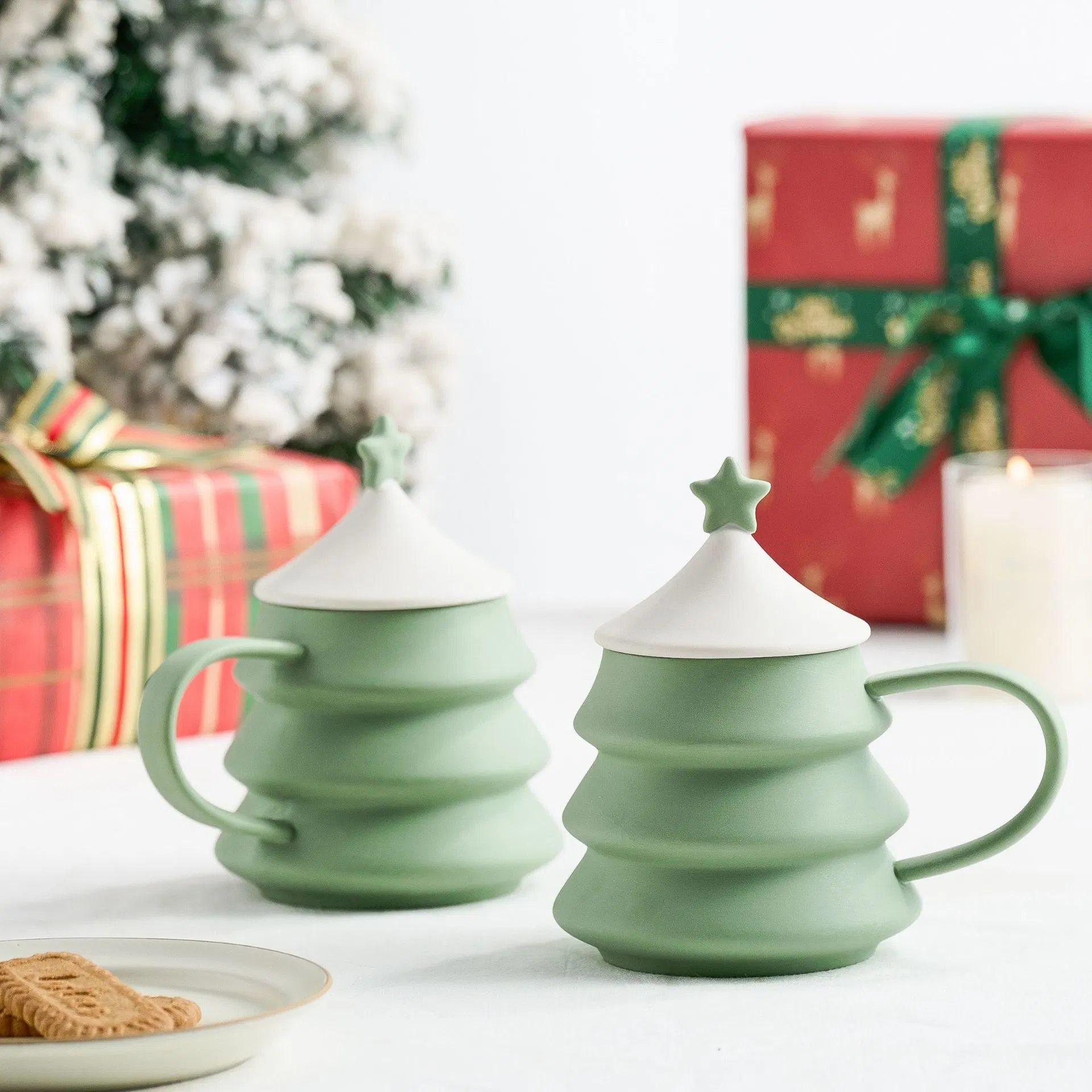 Arbre de Noël en Céramique Créative Mug Solid Color simple cadeau de Noël Amazon Home Office du commerce extérieur Couple mug